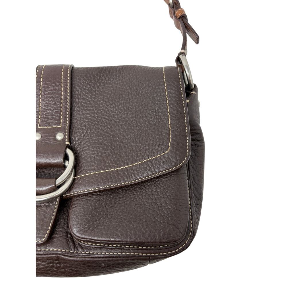 Vintage Y2K Coach Chelsea Handbag Brown Leather Shoulder Bag Fold Over Flap - Picture 2 of 10